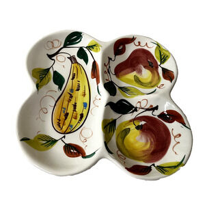 Italian Pottery Serving Tray Antipasto Sectioned Olives Ceramic hand painted